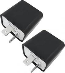 12V Adjustable 2 Pin Prong Flasher Replacement for LED Electronic Flasher Relay for Motorcycles and Cars Turn Signal Hyper Flash Relay, 2pcs, Black