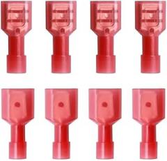 100Pcs Male and Female Spade Wire Crimp Terminals, Electrical Terminals, Spade Quick Disconnect Connectors Kit(Red)