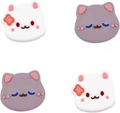 Cute Thumb Grips for Switch Joycon - Compatible with Switch Lite/OLED Joystick Caps - Silicone Dust Jacket 4PCS - Kitten & Rabbit
