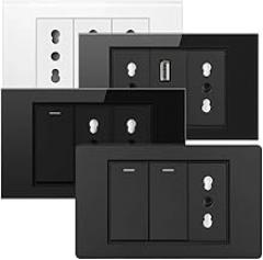 Italy Switch USpB Wall Socket Chile Plug Pins Rectangle Chilean Outlet Italian EU Power Tempered Glass/Plastic Panel Home Office New 2026 High for Reliable Electronic Component