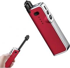 YOZWOO Electronic Candle Lighter - Rechargeable USB Plasma Arc Lighter, Flameless, LED Battery Indicator, Retractable Design for Candles, Cooking, BBQ (Red)