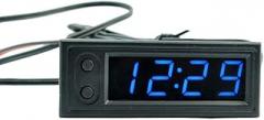 Car Temperature Clock - Car Clock 12V 3 in 1 Thermometers Voltmeter Gauge Electronic Clock LED Digital Display LCD Screen