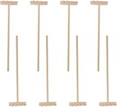 8Pcs Mini Bamboo Rakes Zen Garden Tools Fairy Garden Miniature Sand Rakes Rock Push Tools Desktop Ornament for Home Office Feng Shui Decor