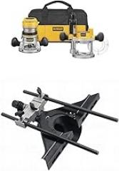 DEWALT DW618PKB 2-1/4 HP EVS Fixed Base/Plunge Router Combo Kit with Soft Start with DW6913 Router Edge Guide with Fine Adjustment and Vacuum Adaptor