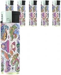 ASIAN Art Tattoo Dragon Buddha Butane Refillable Electronic Lighter Set of 5 Pieces D-212