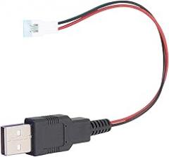 USB to XH2.54 2-Pin Adapter Cable (Male/Female), 22cm 24AWG Power Supply Wire for Fans, Sensors, LED Strips Secure Connection for Electronics & Prototyping
