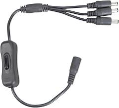 Power Extension Cable DC5521 Y Splitter 5.5x2.1mm Female to Three Male with Switcher for CCTV and LED 37CM Electronic Device Cable