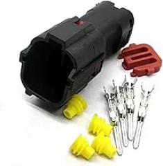 1/4 Pin Sealed Male Female Plug MG640333 MG610331 Waterproof Auto Electronic Fuel Pump Connectors / / Socket(Dark Grey,1 Set)