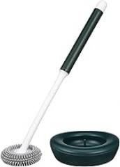Milisten Silicone Toilet Brush Holder Set Standing Toilet Scrubber with Long Handle Green Household Bathroom Cleaning Tool
