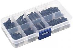 180 Piece For M3 Nylon Hex Standoff Spacer Set with Flat Head Screws and Nuts in Reusable Container, For Electronics and RC FPV Applications