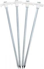 Milisten 4pcs White Steel Tent Stakes Windproof Ground Pegs, Thickened and Extended Camping Tent Nails for Outdoor Hiking Shelter Anchoring