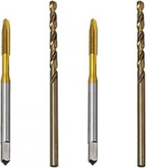 4PCS M3x0.5 Spiral Point Thread Tap and 2.5mm Drill Bit Set Drilling Tapping Tool Set Spiral Point Design 2 Sets Gold Silver for Metalworking Automotive Electronics DIY Projects