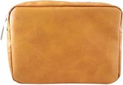 Zerodeko Waterproof Data Cable and Charger Storage Bag, Pu Hard Case with Lid, Compact Organizer Pouch for Electronics Accessories, Travel and Home Use, Orange, 17x4x12cm