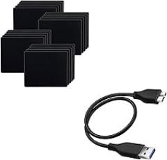 SaiTech IT 20 Pack Mouse Pad Bundle with 45CM USB 3.0 Cable A to Micro B high Speed Data Transfer Cable - Black