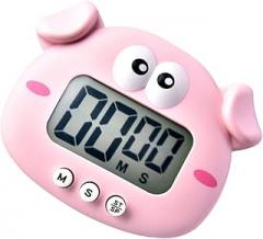 Unomor 1pc Cute Cartoon Pig Electronic Timer Alarm Clock for Study Cooking and Baking Non-Battery Kitchen Countdown Clock Students and Chefs