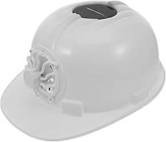 Solar Powered Ventilated Hard Hat with Fan, White Construction Safety Helmet for Outdoor Work, Breathable Protective Hardhat for Men with Sturdy Sunshade