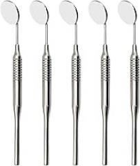 Dental Mirrors Set of 5 Chrome Plated Thick Handle Tools for Teeth Cleaning Inspection, Oral Hygiene Mouth Mirror for Daily Use by Artman Instruments (Chrome)