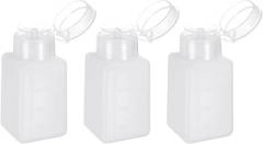 HARFINGTON 3pcs Solvent Alcohol Dispenser 200ml(6.8oz) Press Type ESD Safe Anti-Splash Liquid Dispenser Pump with Sealing plastic Lid for Alcohol, Nail Polish & Makeup Remover, White