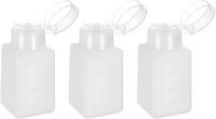 HARFINGTON 3pcs Solvent Alcohol Dispenser 200ml(6.8oz) Press Type ESD Safe Anti-Splash Liquid Dispenser Pump with Sealing plastic Lid for Alcohol, Nail Polish & Makeup Remover, White