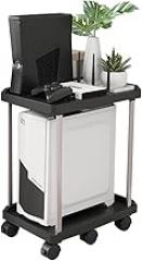 PC Stand 2-Tier Computer Tower Stand, 2-Tier Computer Tower Cart with 6 Locking Caster Wheels for Office Home Fits Most PC, Black