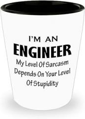 Im an Engineer Shot Glass Shotglass Novelty Drinkware - Funny Gifts Idea for Engineering Engineer Engr Week Civil Chemical Electrical Electronic EC Industrial Mechanical - Level of Sarcasm Depends