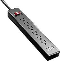 Flat Plug Power Strip, ABS Material Extension Cord Outlet, Device Charging Station, Desk Setup with Long Cord, USB Hub with Type C Port, Home Office Power Strip for Multiple Electronics