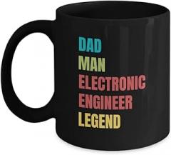 Electronic Engineer Dad Coffee Mug 11 oz - Double Sided Ceramic Cup, Engineer Dad Gift, Perfect for Tech Professionals and Fathers
