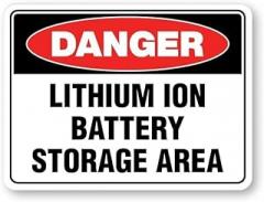Warning Sign - Lithium Ion Battery Storage Area, Rust-Proof Aluminum for Battery Storage Rooms, Electronics Factories, Industrial Warehouses, Suitable for Indoor & Outdoor 12x8 inch
