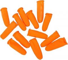 Disposable Orange Colored Natural Rubber Finger Protective Covers Anti-Skid Thicken Fingertip Guards for Manicure Electronics Painting Nail Care and Industrial Use Flexible
