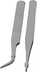 Stainless Steel Tweezers Set with Curved and Straight Tips, 2 Pcs Mini Repair Tool for Electronics, Model Making, Small Parts Handling