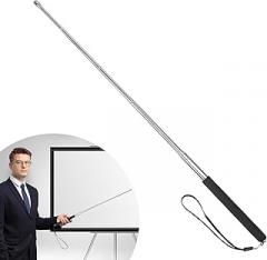 Retractable Teacher Pointer 𝟑𝟗.𝟓'', Pointer Stick with 𝗦𝘁𝘆𝗹𝘂𝘀 Smooth Sensitive Tablet Pen Stylus Pen, Teacher Coach Presenter Pointer with Lanyard Black