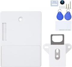 125khz RFID Locks for Cabinets, Smart Cabinet Door Lock RFID Electronic Cabinet Lock Hidden for Wooden Cabinet Locker Drawer Cupboard Box (White)