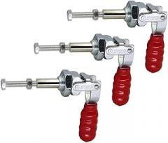 3Pcs Toggle Clamp Set GH36202M 91Kg 200Lb Load Carbon Steel Push Pull Clamp for Woodworking Welding Electronic Assembly with Comfortable Red Handle