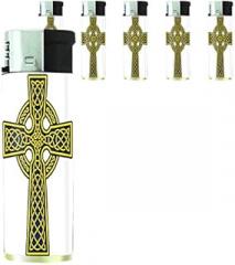 Butane Electronic Lighter Set of 5 Pieces Vintage Cross Design 010