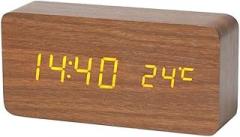 Desk Clock Clock Retro Wooden Table Clock Mute Electronic Small Clock Living Room Home Bedroom Bedside Decoration Desktop with Luminous Small Table Clock Shelf Clock(C)