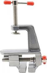 Dioche Aluminum Miniature Small Hobby Clamp - Multifunctional Portable Table Vise Tool for Crafts, Modeling, and Electronics - High Durability, 30mm Jaw Opening (Silver)