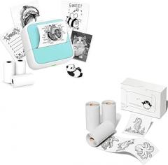 Mini Sticker Printer with 4 Rolls of Tapes, Sticker Maker Machine Bluetooth Portable Inkless Printpods Pocket Printer for Kids Study Notes, Anatomical Diagrams, Photos, Kids Gift