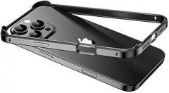 for iPhone 16 Pro Metal Bumper Case, Compatible with MagSafe, No Back Heat Dissipation Design, Four Corner Raised Shockproof (Black)