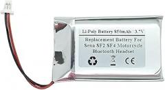 850mAh 3.7V Replacement Battery Compatible with Sena SF2 SF4 Motorcycle Bluetooth Headset, Helmet intercom, SNO-802540PC-SF