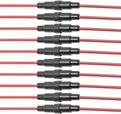 5x20mm Fuse Holder Inline Screw Type Wire Leaded Sleeve 22AWG Black 15A 250V Maximum Current Protection for Electronic Devices Household Appliances Automobiles Meters Toys 10 Pieces