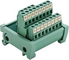 2 in 8 Out Terminal Blocks Module, 25A DIN Rail and Panel Mounting Power Distribution Breakout Board for PLC Servo Power Amplifier