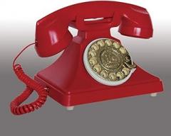 Qdid Corded Telephone Rotary Dial Disc Retro Telephone in The Sinuous Style of The 1920s with Modern Electronic Bell (Color : Red)