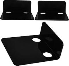 Yardwe 3pcs Floating Wall Shelf for Security Cameras Speakers Monitor Storage Rack Space-Saving Design Easy Installation Durable Black Finish