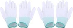 2 Pair Nylon Gloves M Size Work Gloves PU Coated Palm Finger Part for Computers Mobile Phones Electronic Labor Worker