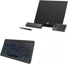 BoxWave Keyboard Compatible with XP-Pen Deco Pro (Gen 2) - SlimKeys Bluetooth Keyboard - with Backlight, Portable Slim LED 7 Colors - Jet Black