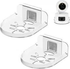 Wall Mount Bracket for Security Camera,Acrylic No Drill Small Floating Wall Shelves,Clear Mini Storage ShelfFlexible Use for Wall Space,2-Pack (Clear)