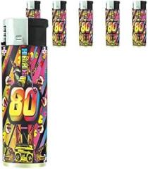 I Love The 80's Set of 5 Lighters S12 Electronic Refillable Flame Cigarette Smoking