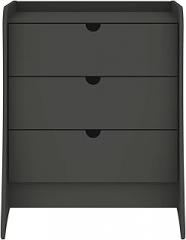 Charcoal Gray Nightstand with Built in Power Outlet and Cable Management for Electronics