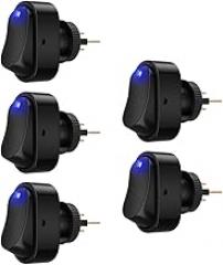 Blue Led 12Vdc | 5Pcs Toggle Switch 12V 30A Oval Rocker Switch 3 Pin Red Blue Led Lighted On Off Switch for Automative Car Rv Boat New 2026 High for Reliable Electronic Component, Precision