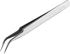 Ainiv Precision Tweezers, Stainless Universal Bent Tip Tweezers, Sewing Machine Tweezers, Non-Magnetic Industrial Tweezers, for Craft, Electronics, Soldering, Medical and Experimental Work, Jewelry